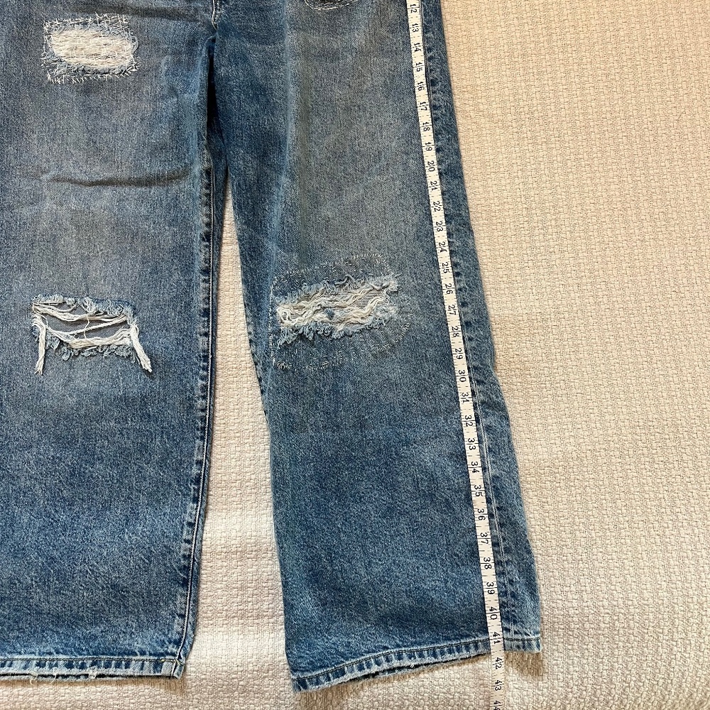 Anthropologie Pilcro Wide Leg Distressed Jeans with Sashiko Patches 16W Plus - Picture 12 of 16